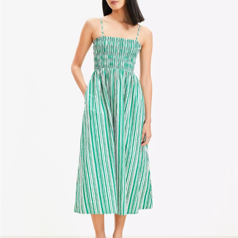 LOFT Striped Smocked Strappy Maxi Dress